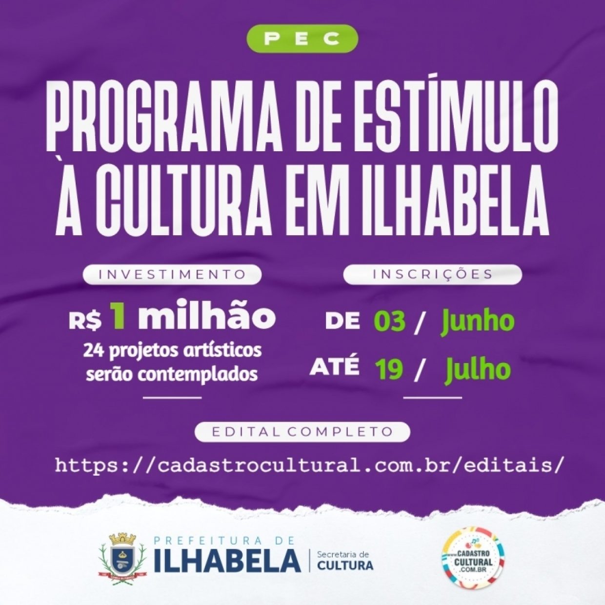 Ilhabela – Inscrições para Programa de Estímulo à Cultura permanecem abertas